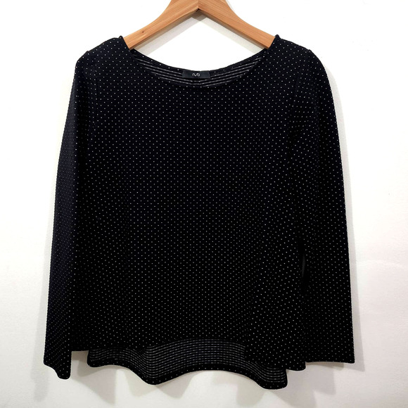 Ruti Scuba Essential Top & Wide-ish Pant Black White Polka Dot Lounge Set SZ 4/6 - Picture 3 of 16